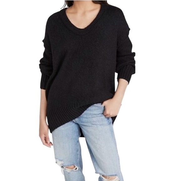 Free People Brookside Scoop Neck Oversized Sweater Black Size XS - Picture 1 of 8
